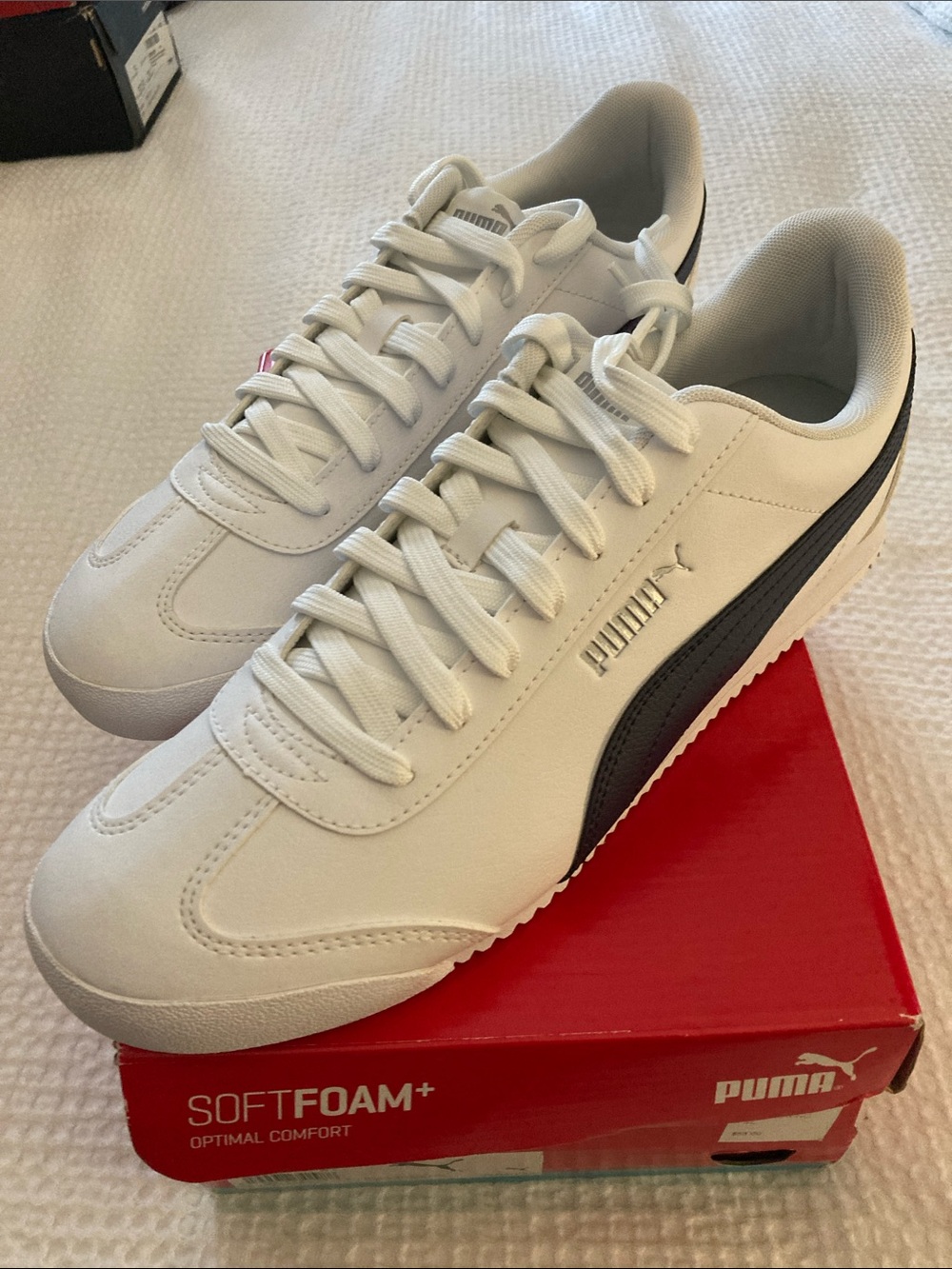 Puma White Sneakers with Black Formstrip Accent